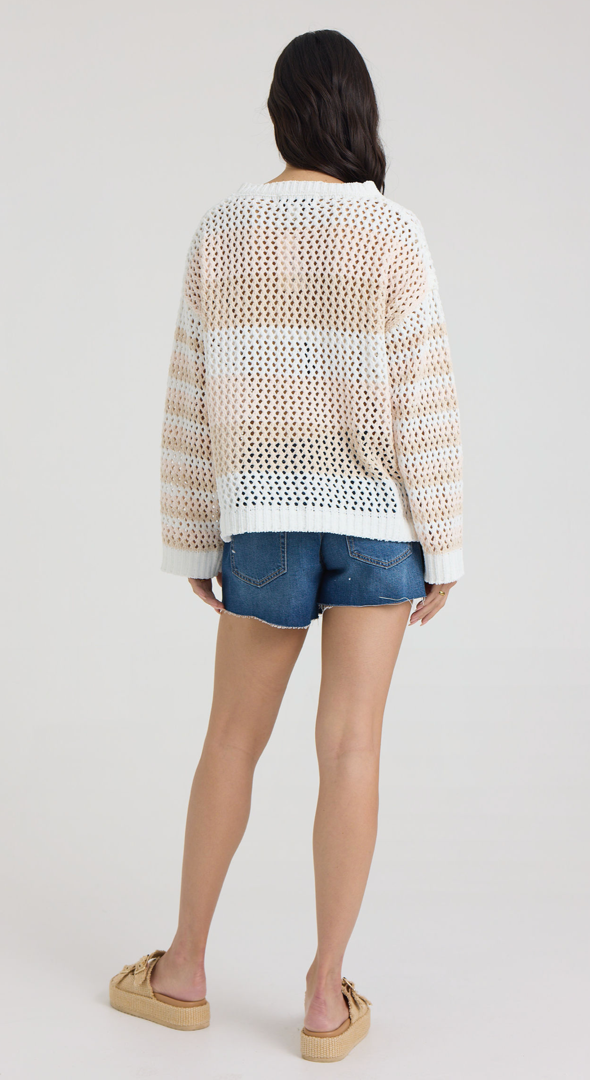 Vintage Havana Soft Open-Knit Striped Sweater