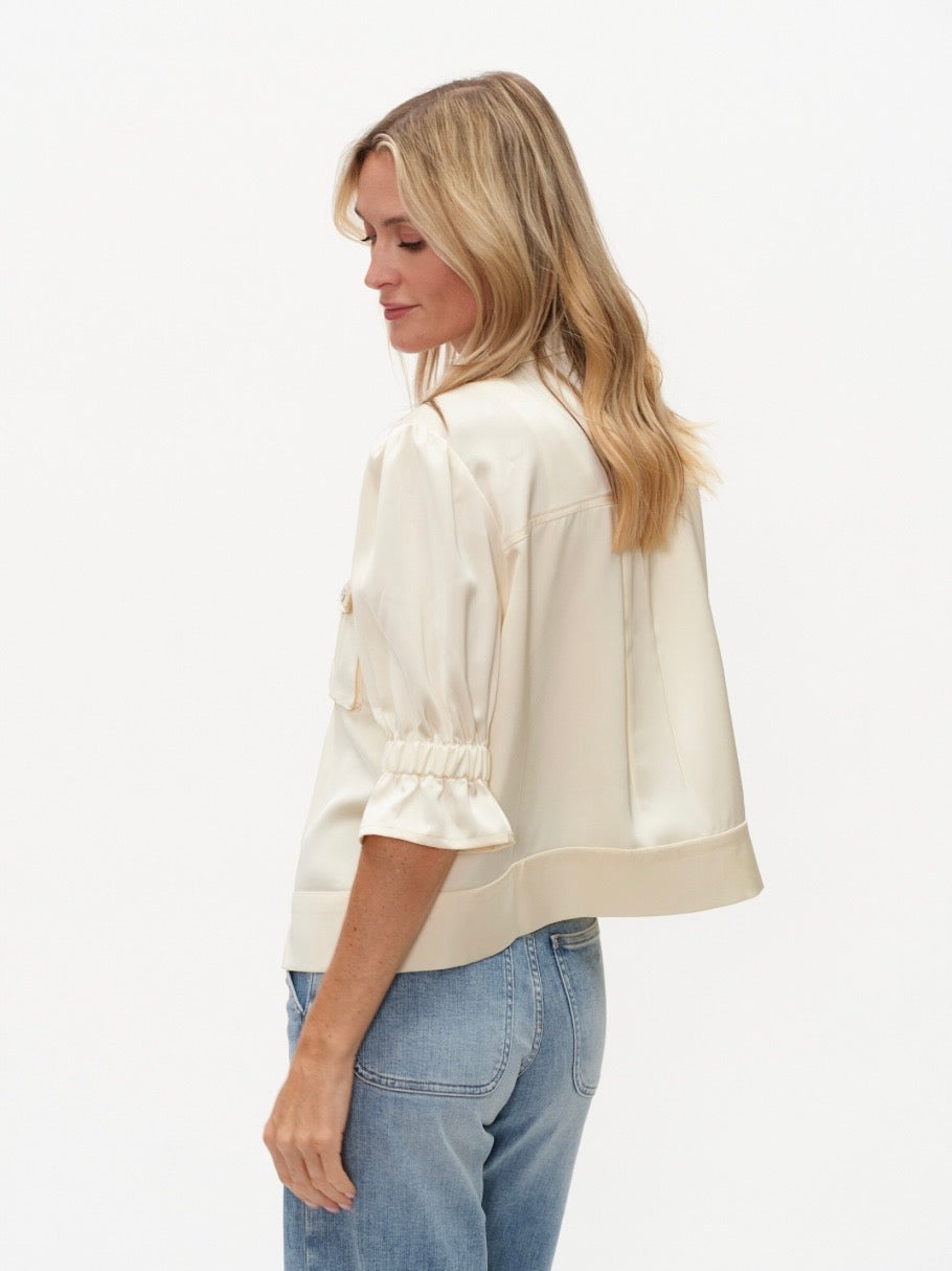Anna 3/4 Satin Jacket by Six Fifty