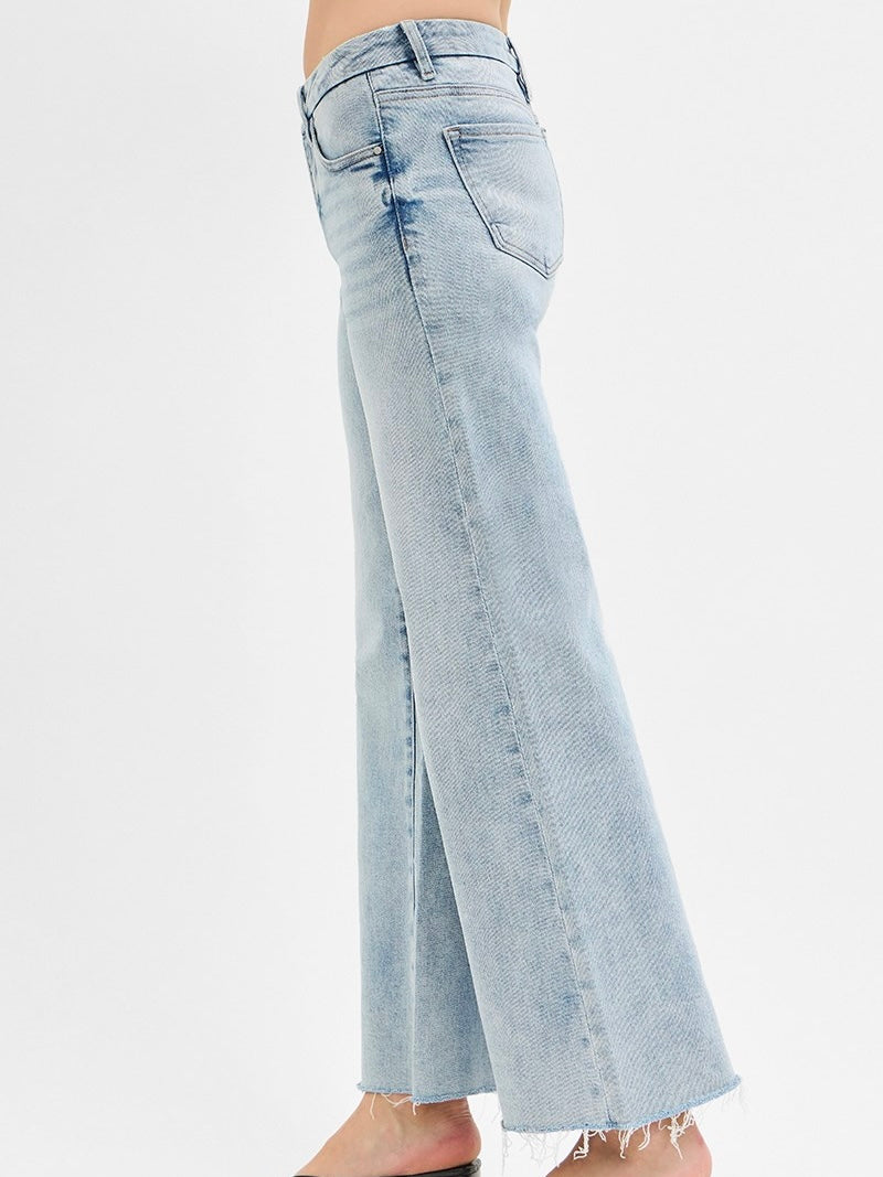 Tummy Control Light Wash Wide Leg Denim