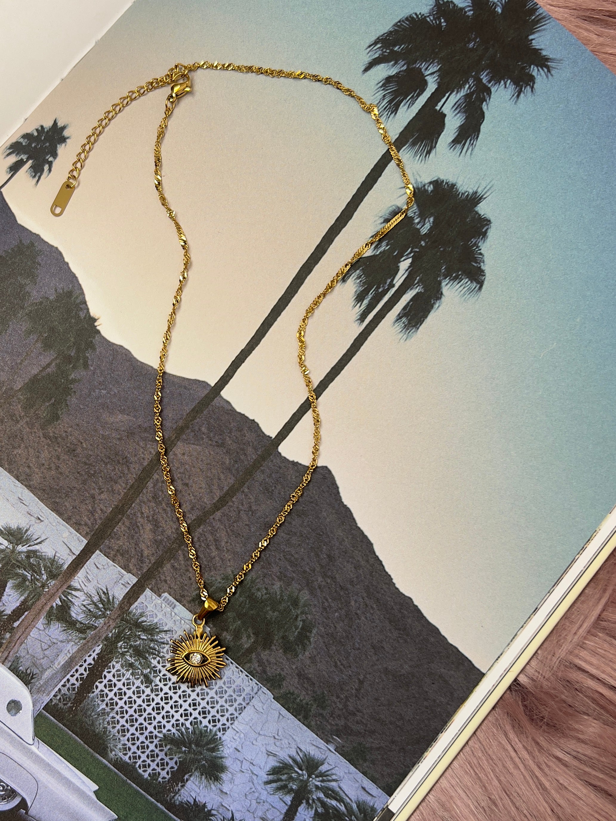 Boho Evil Eye Medallion Necklace