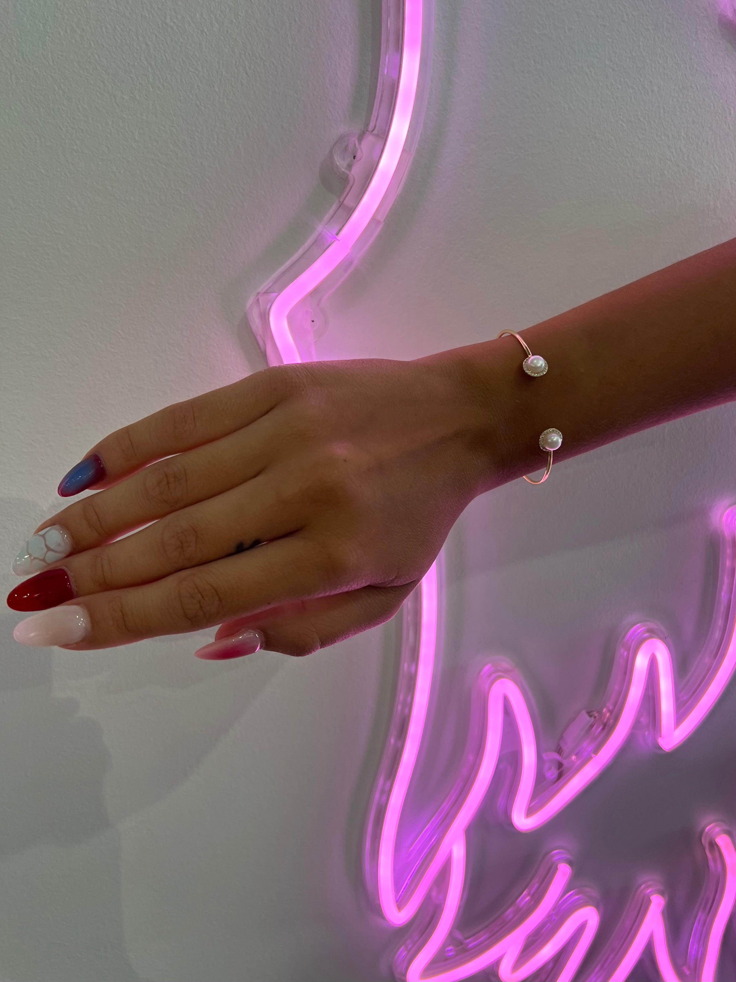 Delicate Double Pearl Cuff Bracelet