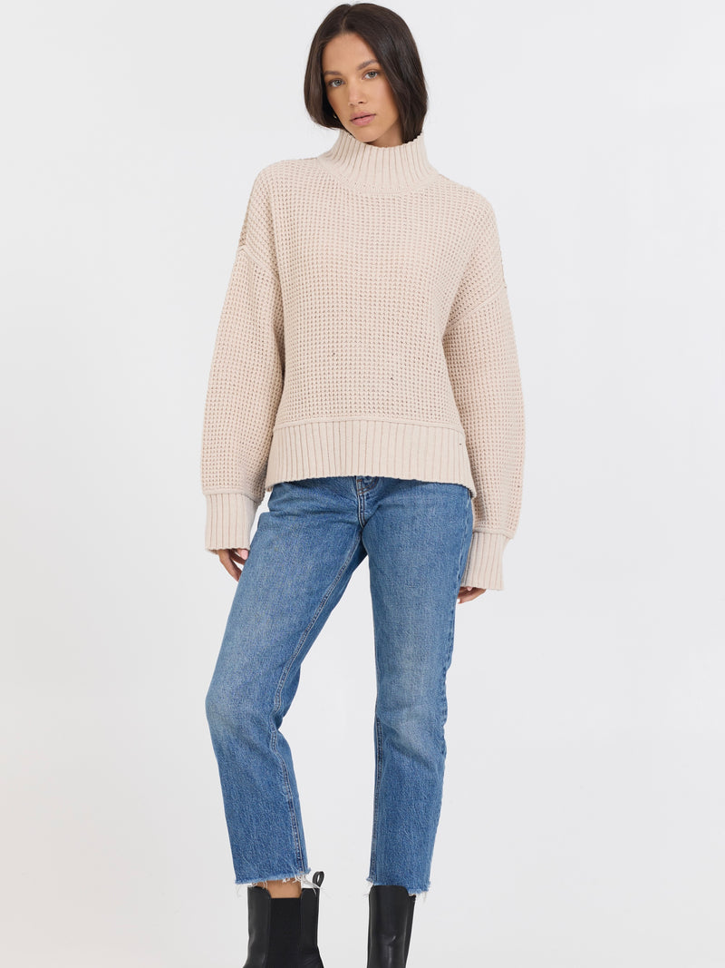 Mock Neck Two Tone Sweater