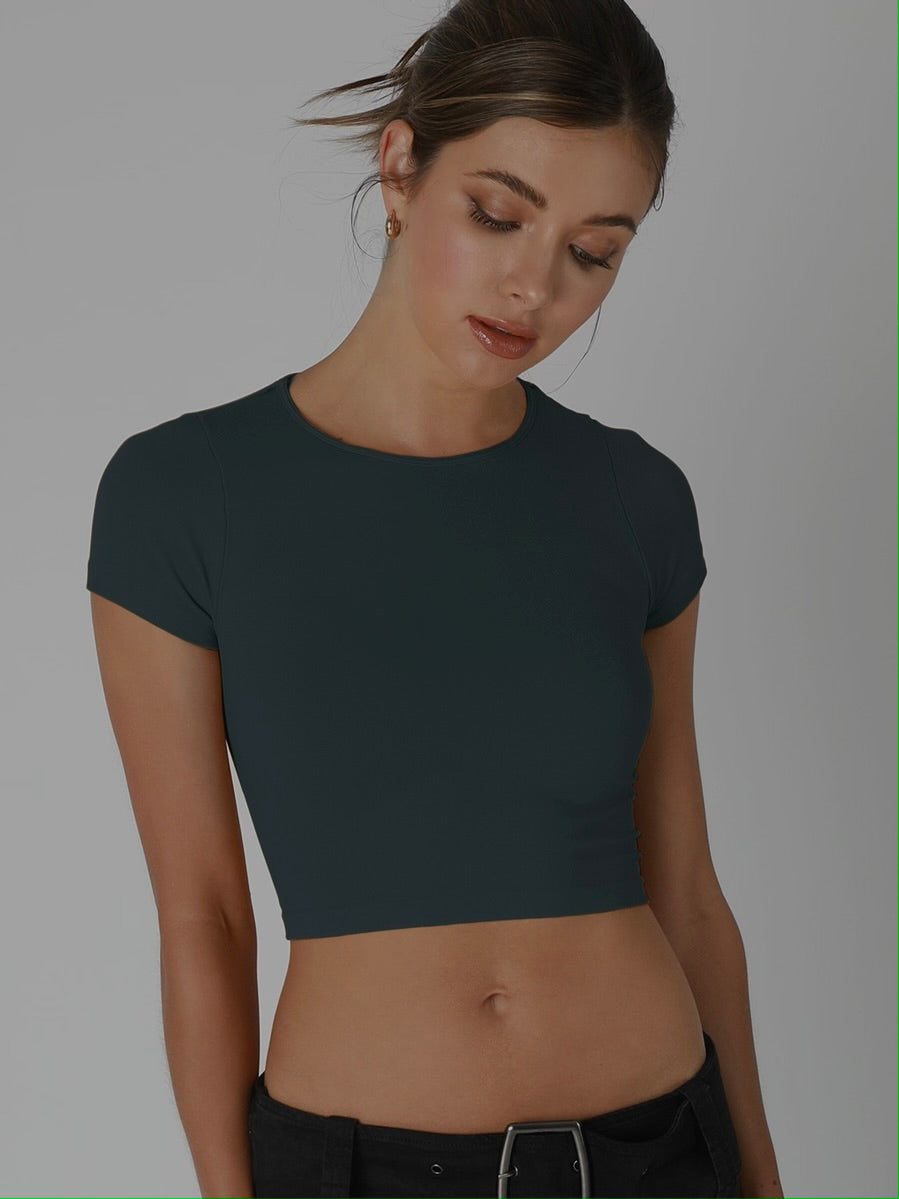 Casey Forrest Night Jersey Short Sleeve Crop Top