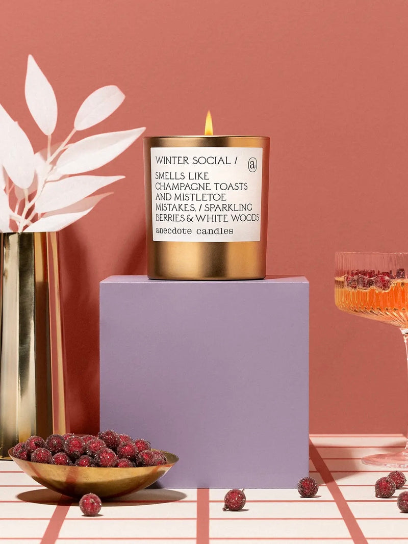 Winter Social (Berries & White Woods) Gold Tumbler Candle