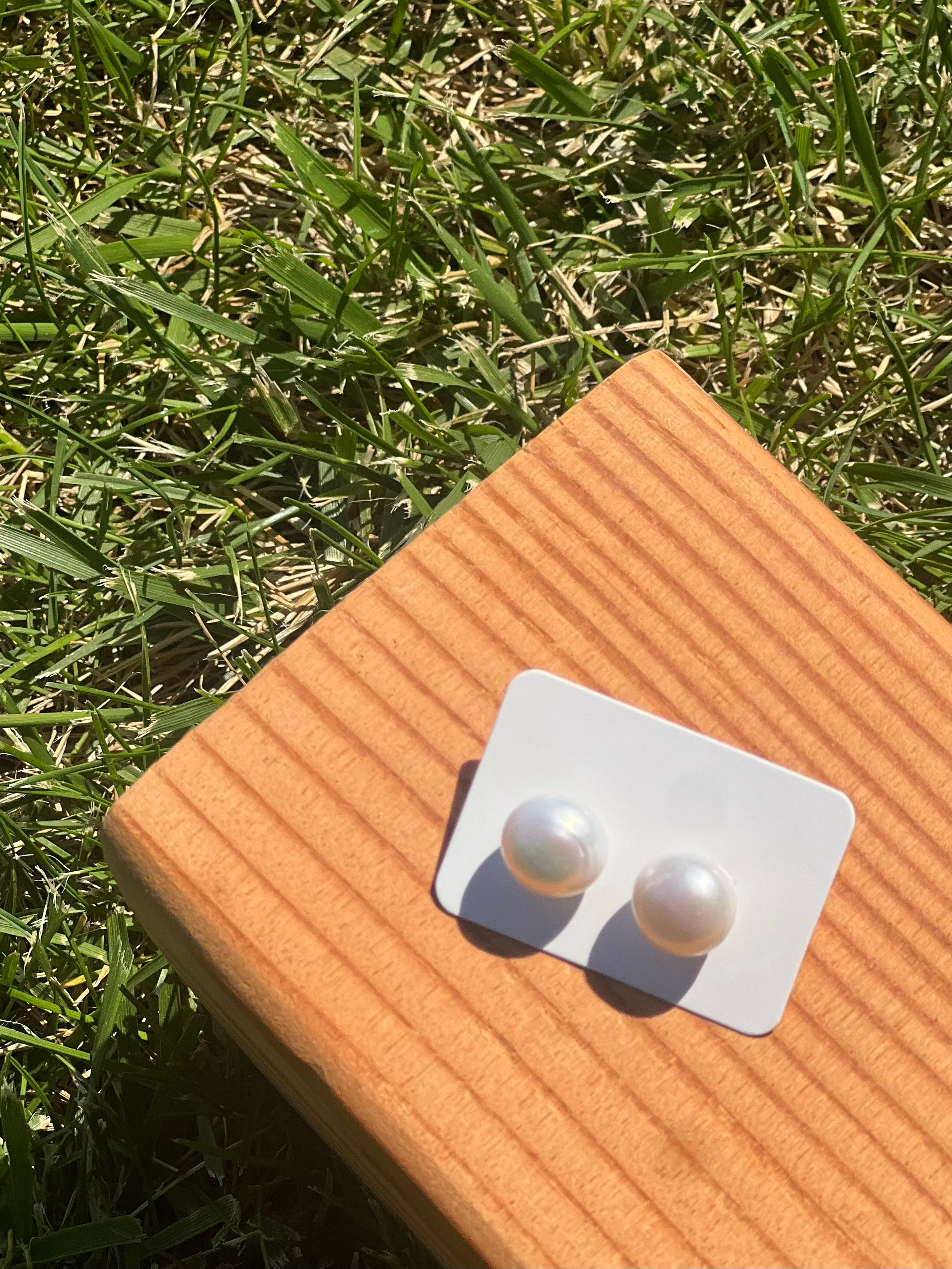 The Bianca Pearl Button Stud Earrings -12mm