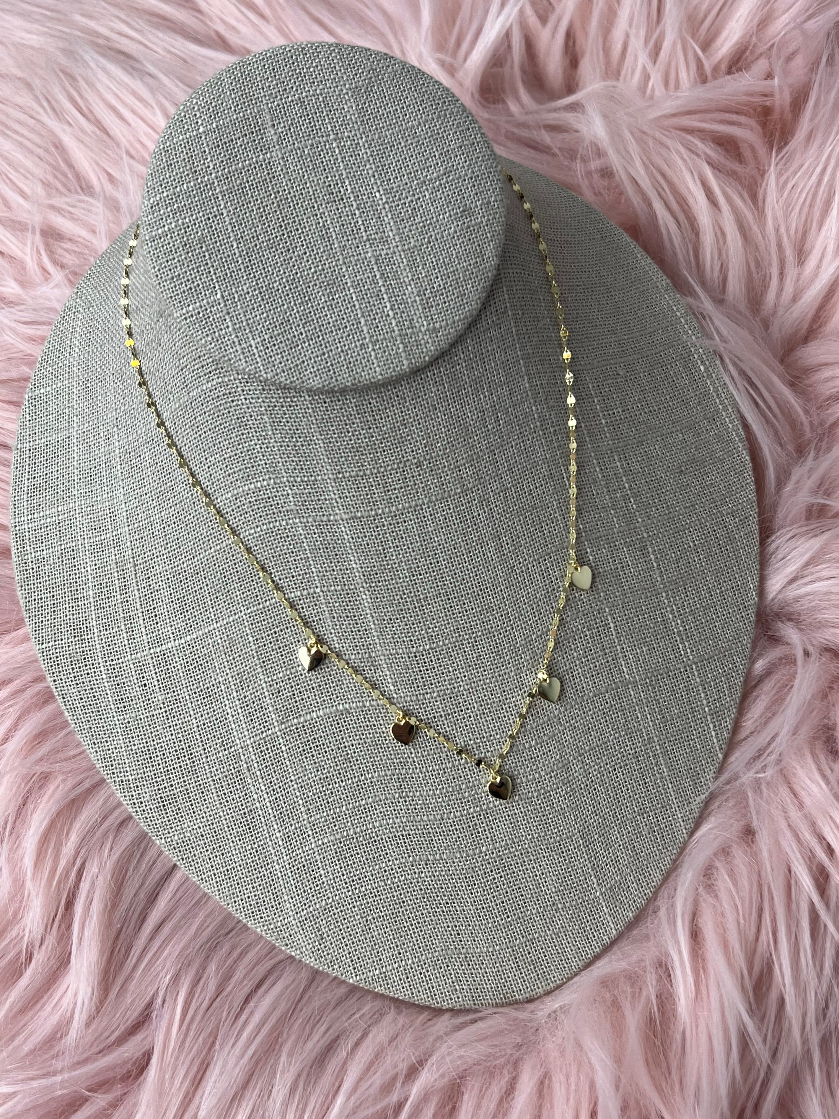 Five of Hearts Puff Dangle Necklace