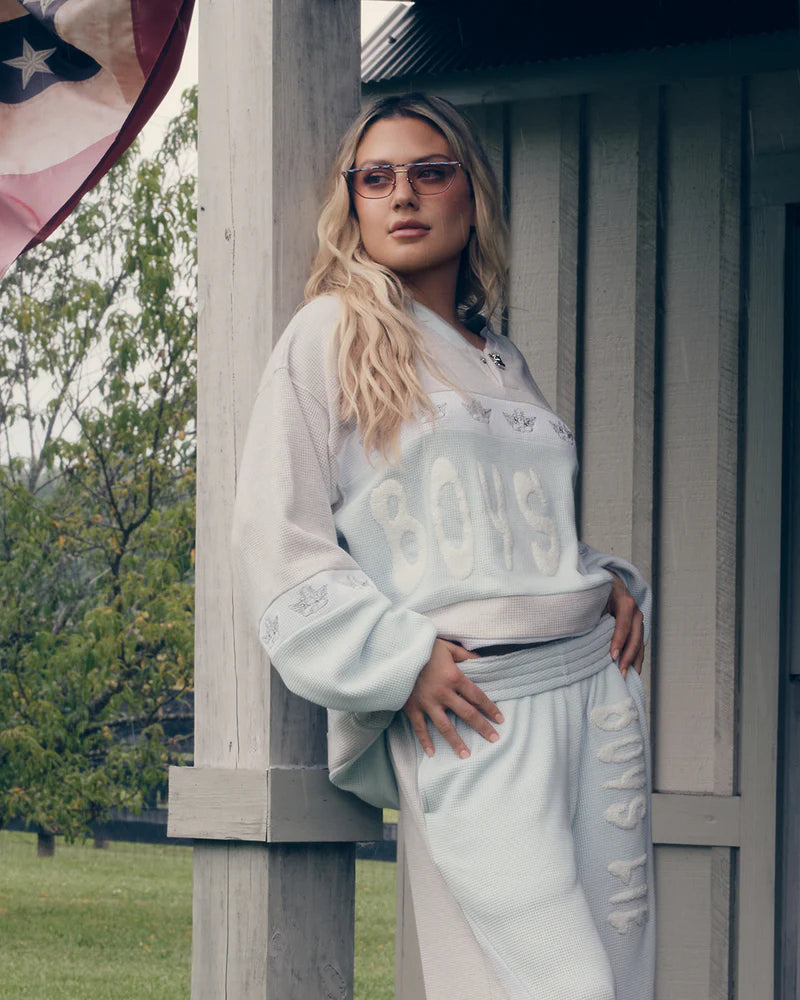 Boys Lie Baby Blue Private School Thermal Rider Crew