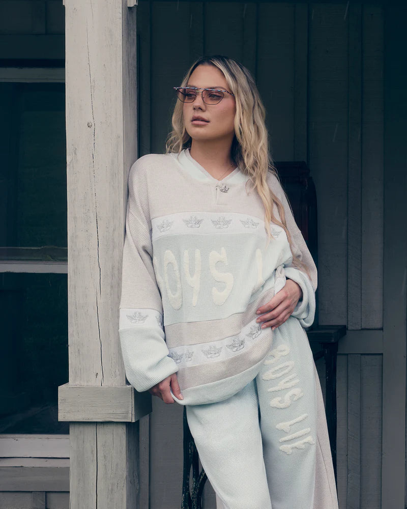 Boys Lie Baby Blue Private School Thermal Rider Crew