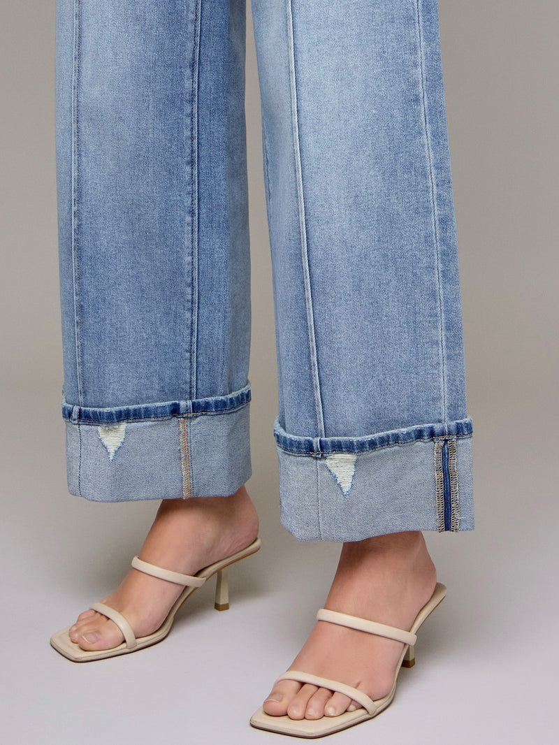 Nori Mid Rise Wide Leg Cuff Jean