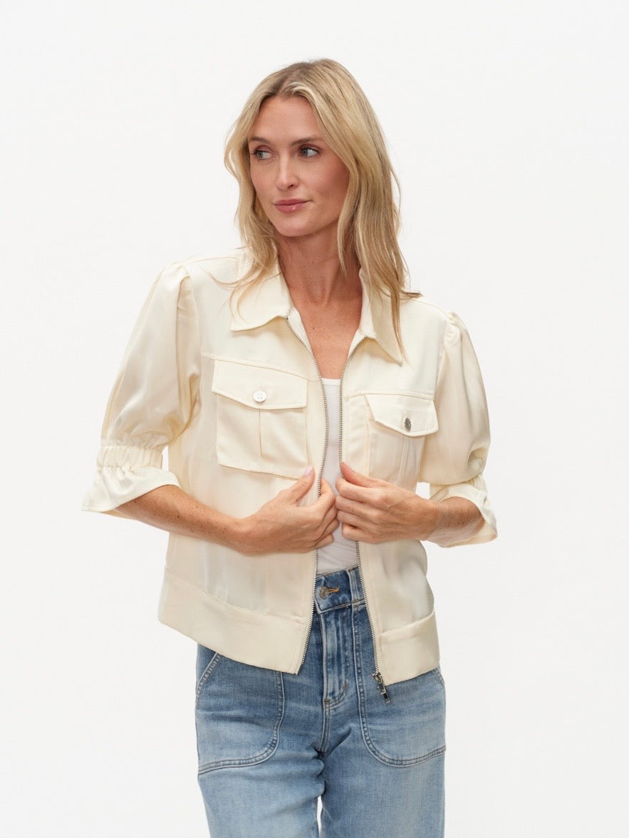 Anna 3/4 Satin Jacket by Six Fifty