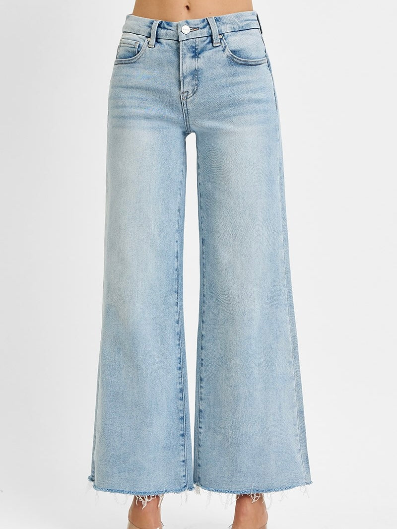 Tummy Control Mid Rise Wide Leg Jean