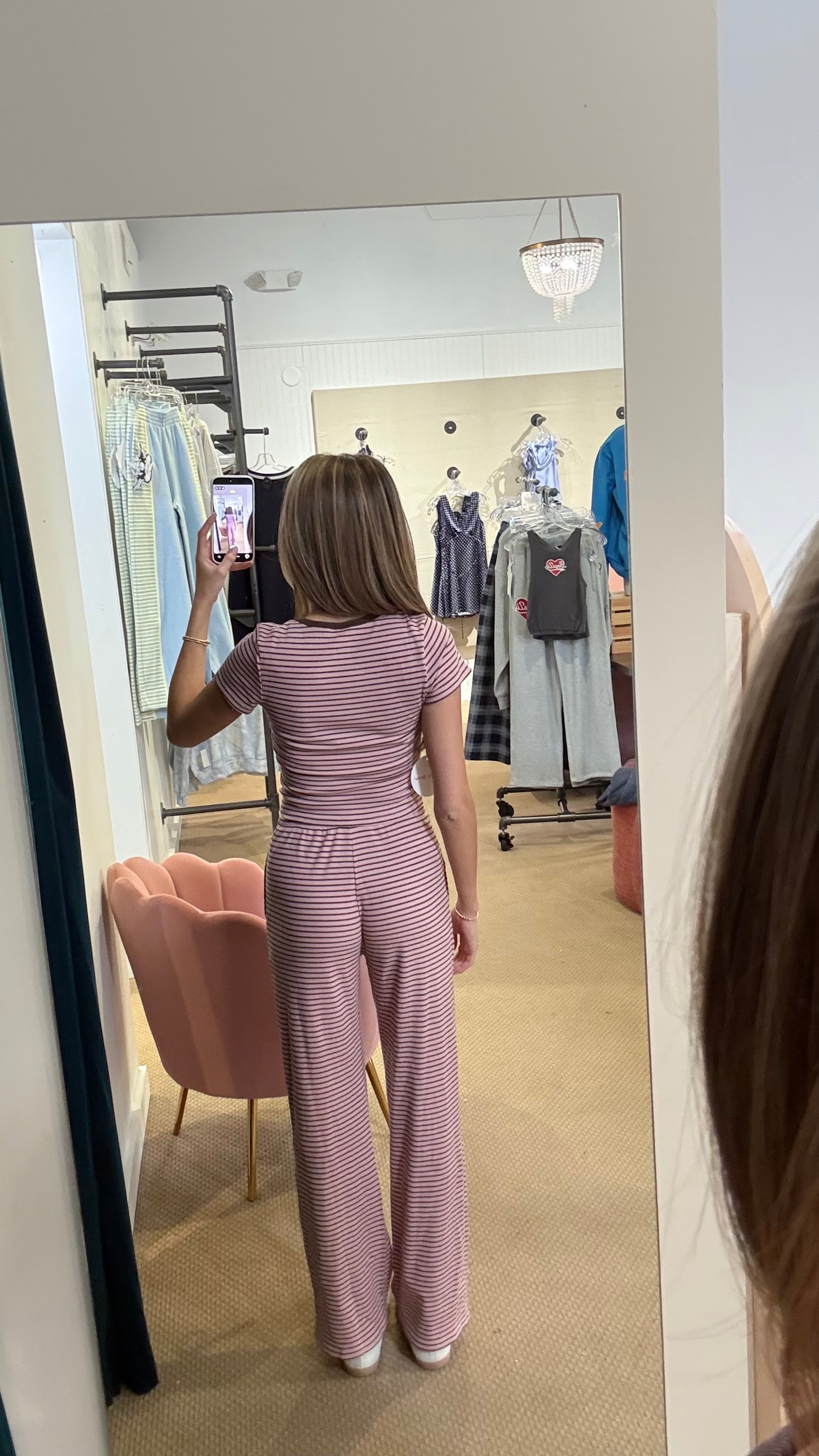 The Arlo Pink Stripe Tie Waist Wide Leg Pant