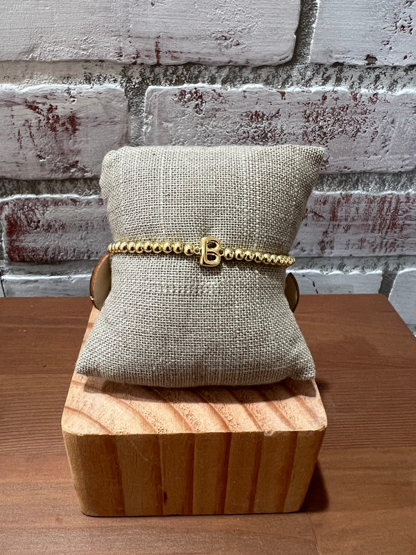 Paulina Stretch Gold Initial Bead Bracelet