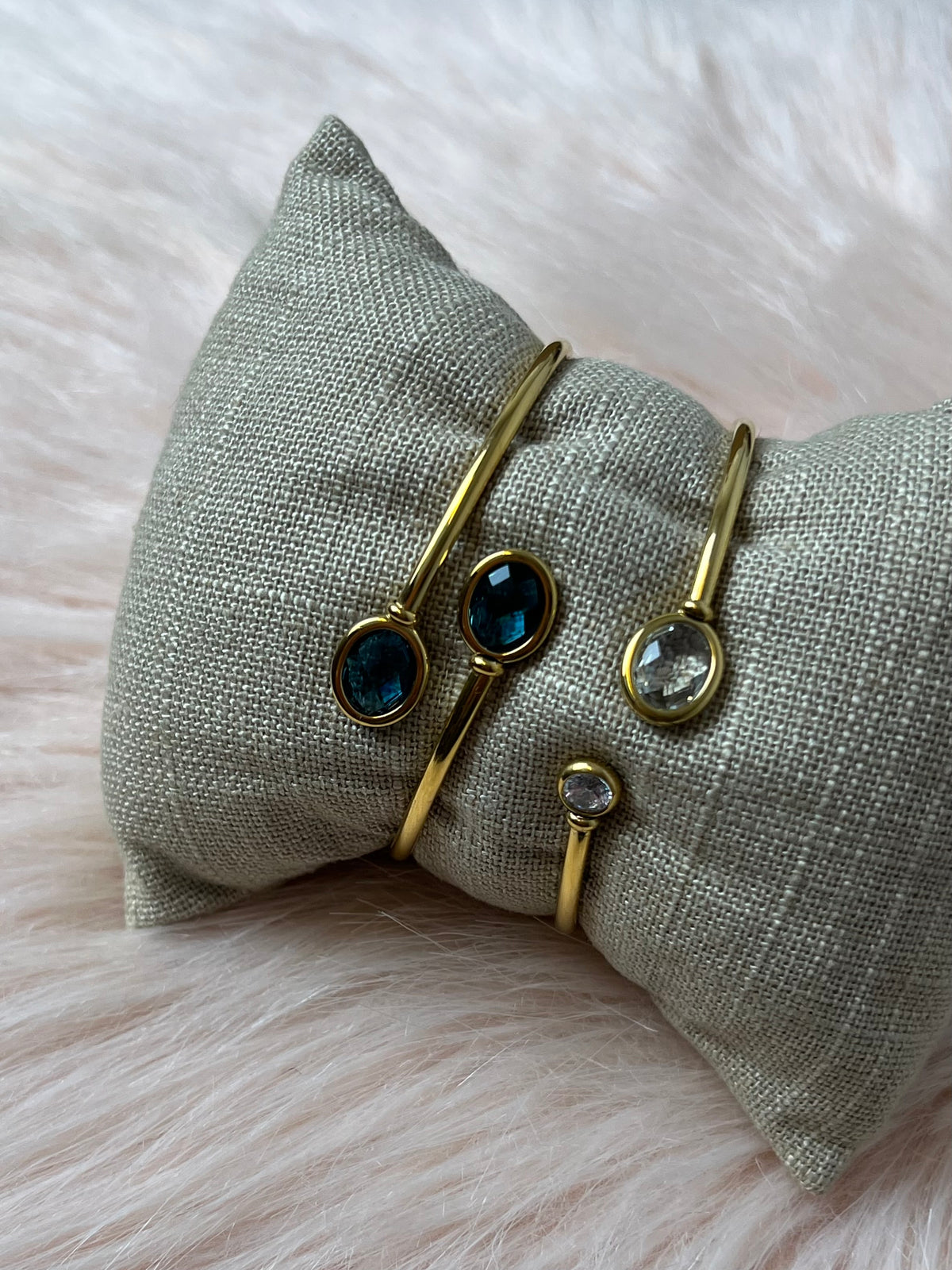 Rae & Jade Mariel Crystal Cuff Bangle – Water Resistant Stainless Steel