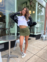 Dallas Olive Cargo Mini Skirt