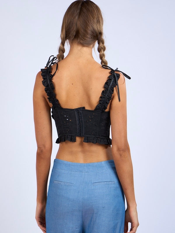 Kara Black Eyelet Crop Top