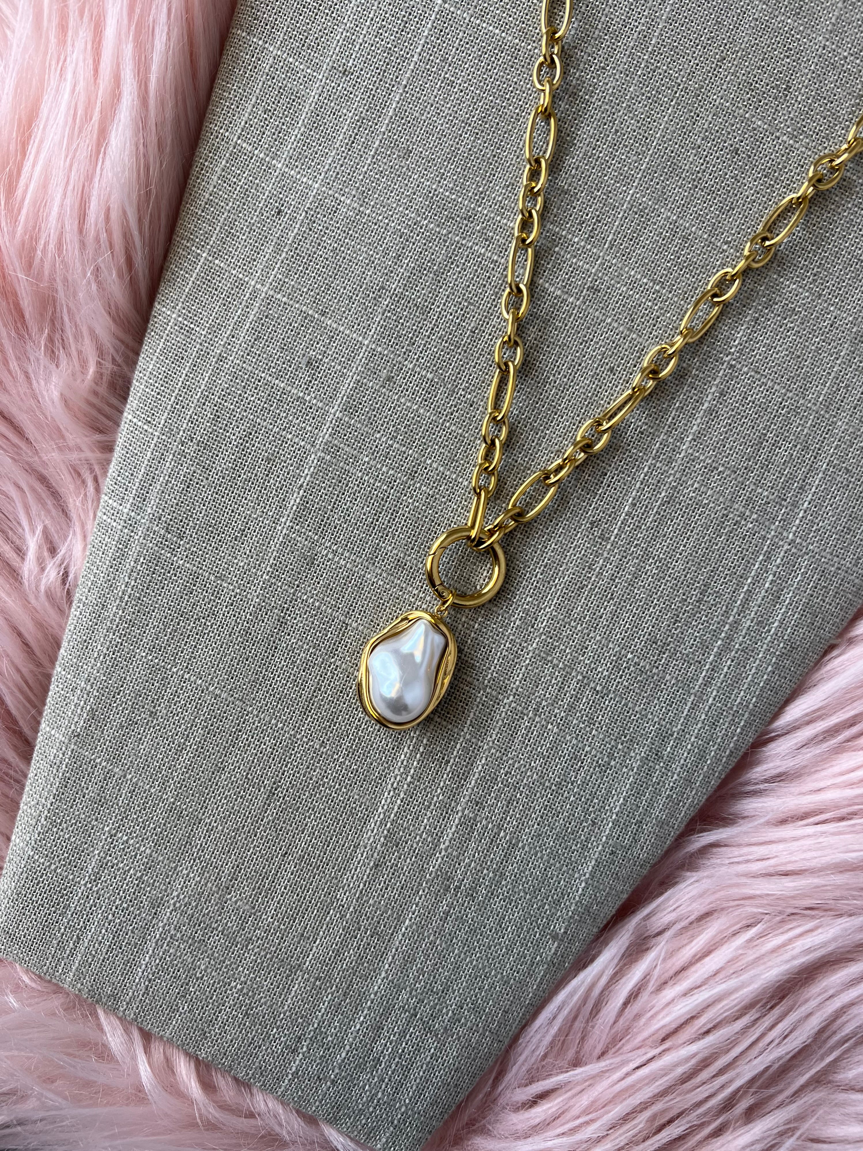 Golden Shore Pearl Necklace - Water & Tarnish Resistant