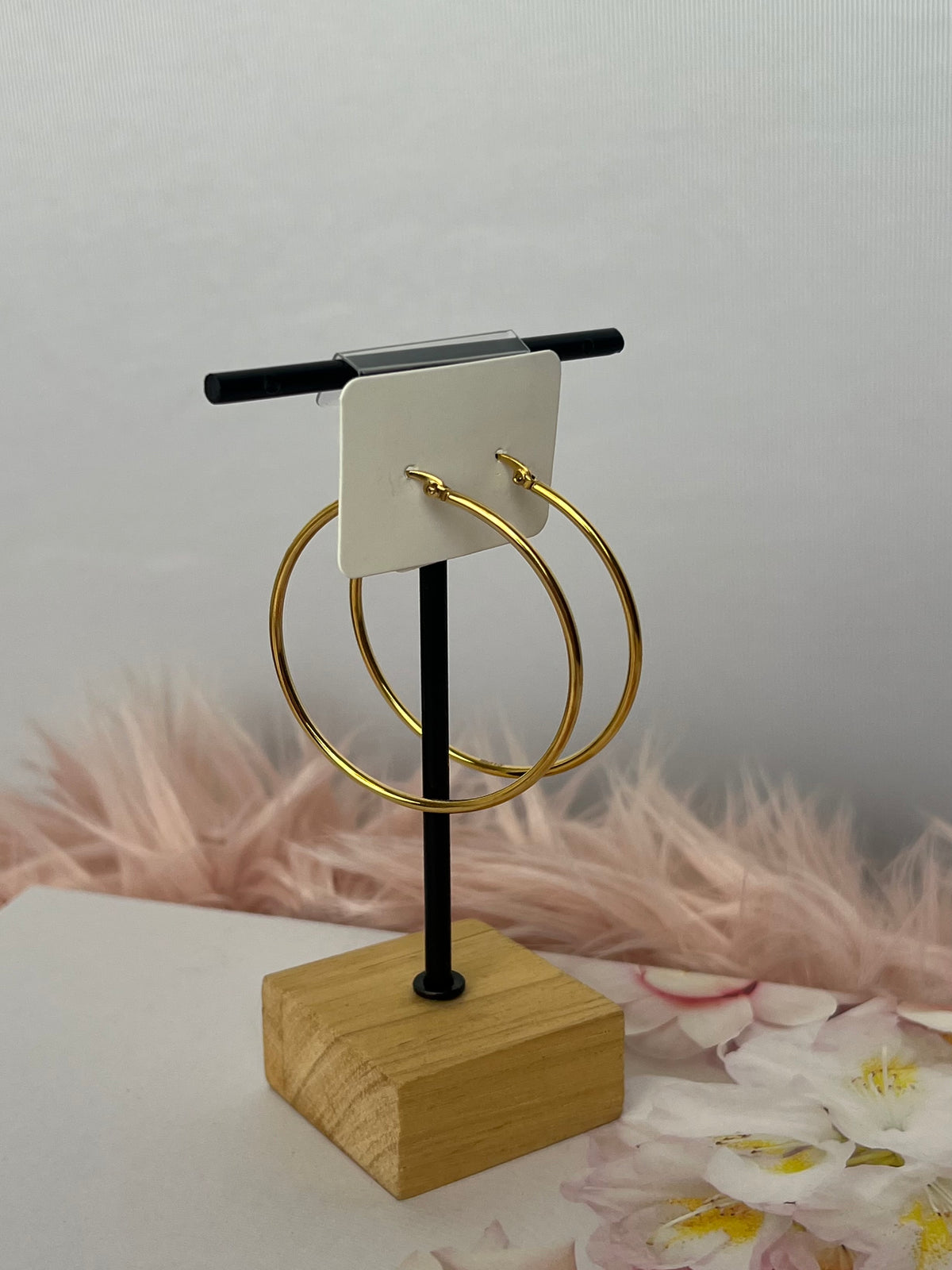The Valentina Thin Medium Waterproof Hoops -  2"