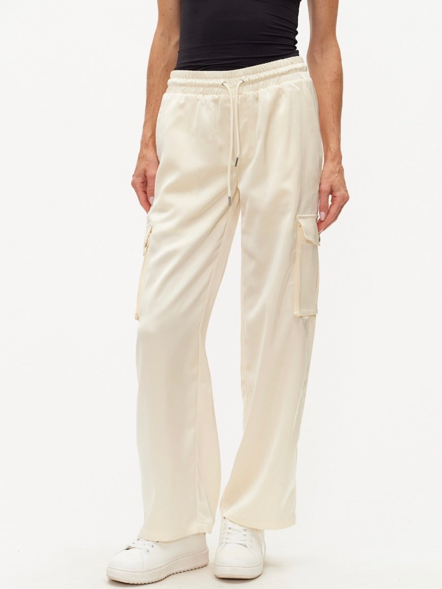 Elsa Satin Cargo Pant by Six Fifty