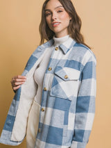 Hanson Blue Plaid Fleeced Line Shacket