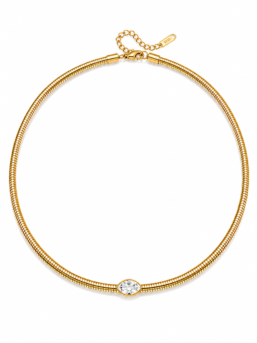 Rae & Jade Marquise Crystal Snake Chain Choker Necklace – Waterproof