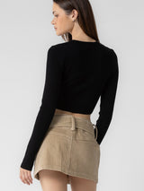 Kendra Black Cropped Long Sleeve Sweater