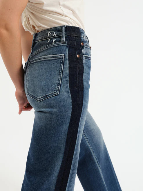 Daze Far Out  High Rise Wide Leg With Tuxedo Stripe