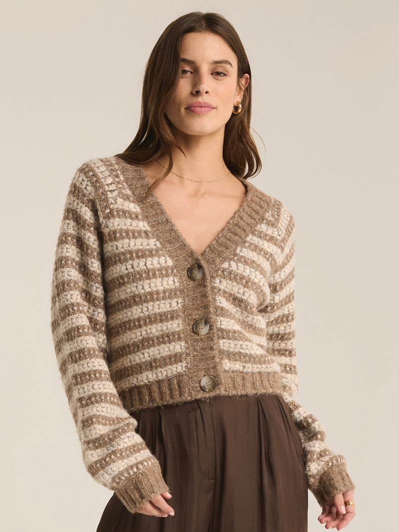 Este Metallic Stripe Cardigan