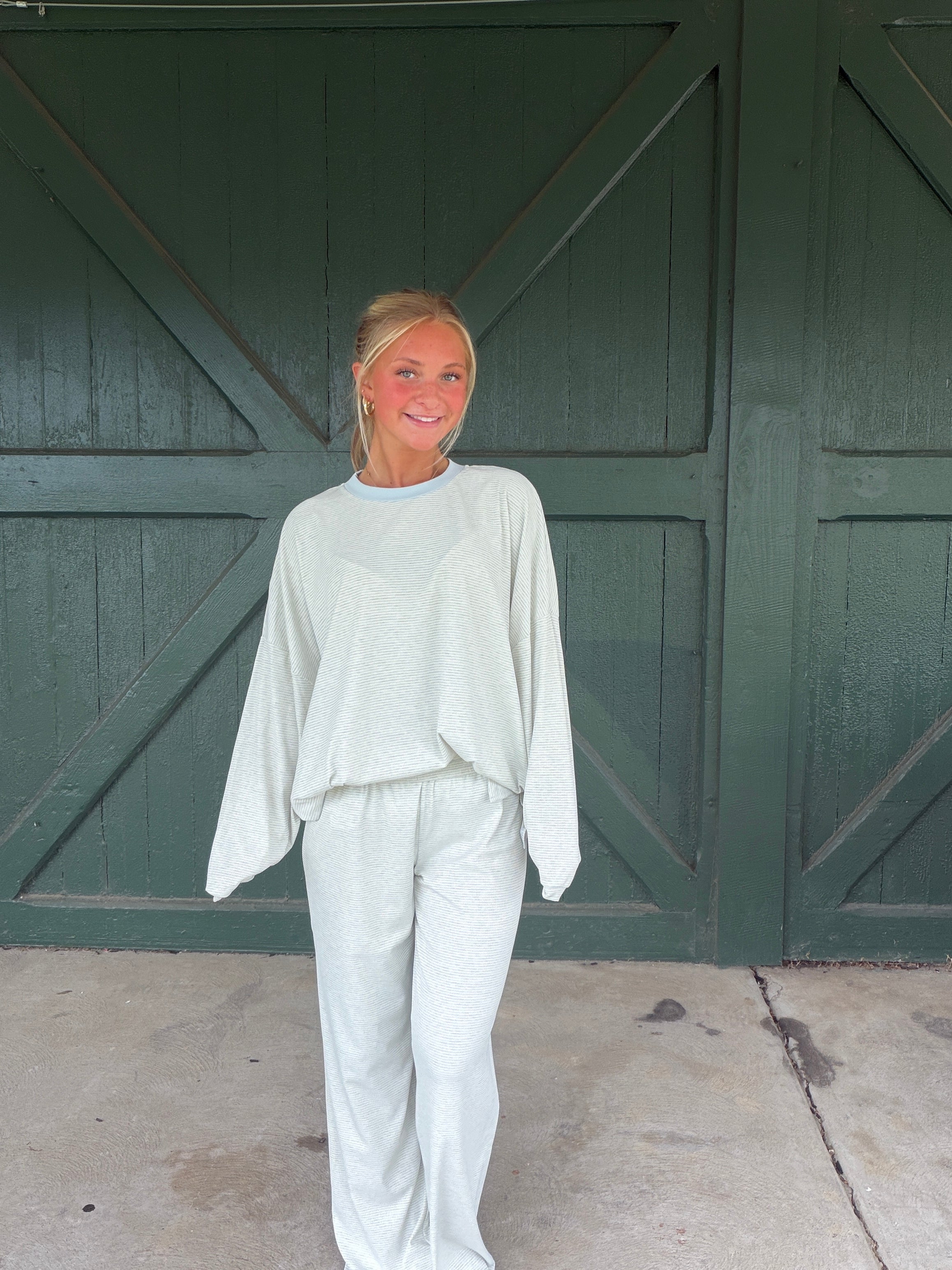 The Cozy Core Stripe Crew Neck Rib Top