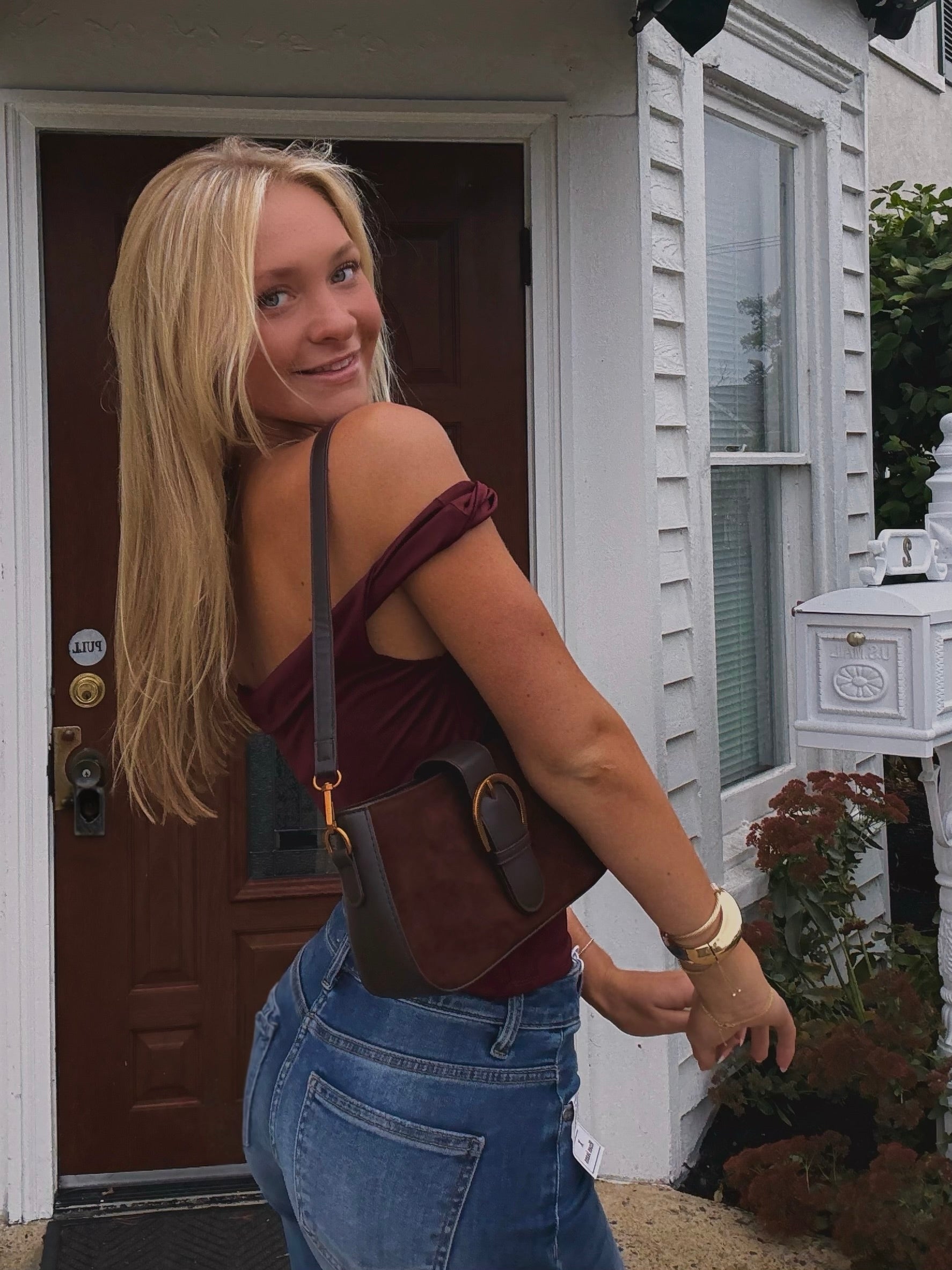 Milan Burgundy Off The Shoulder Top