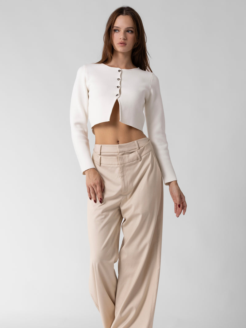 Mika Cropped Long Sleeve Knit Top