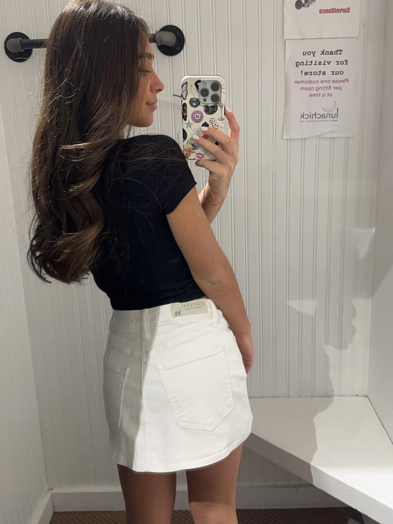 Classic White Mini Denim Skort