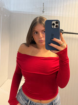 Kelsey Red Off the Shoulder Top