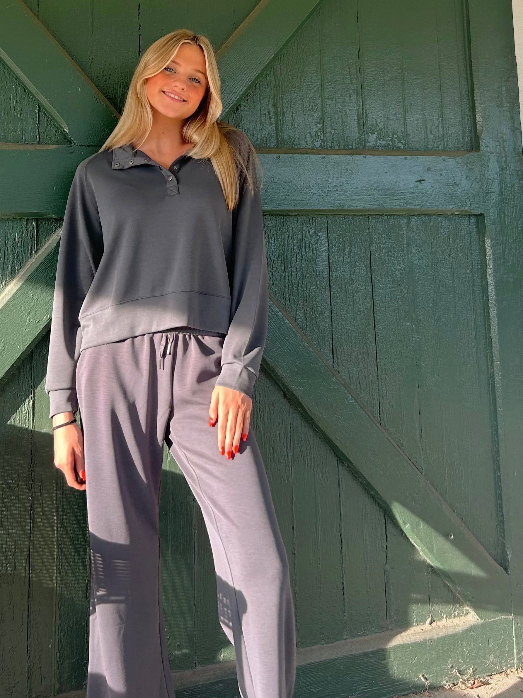 Graphite Luxe Cloud Wide Leg Pant