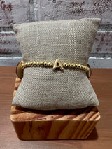 Paulina Stretch Gold Initial Bead Bracelet