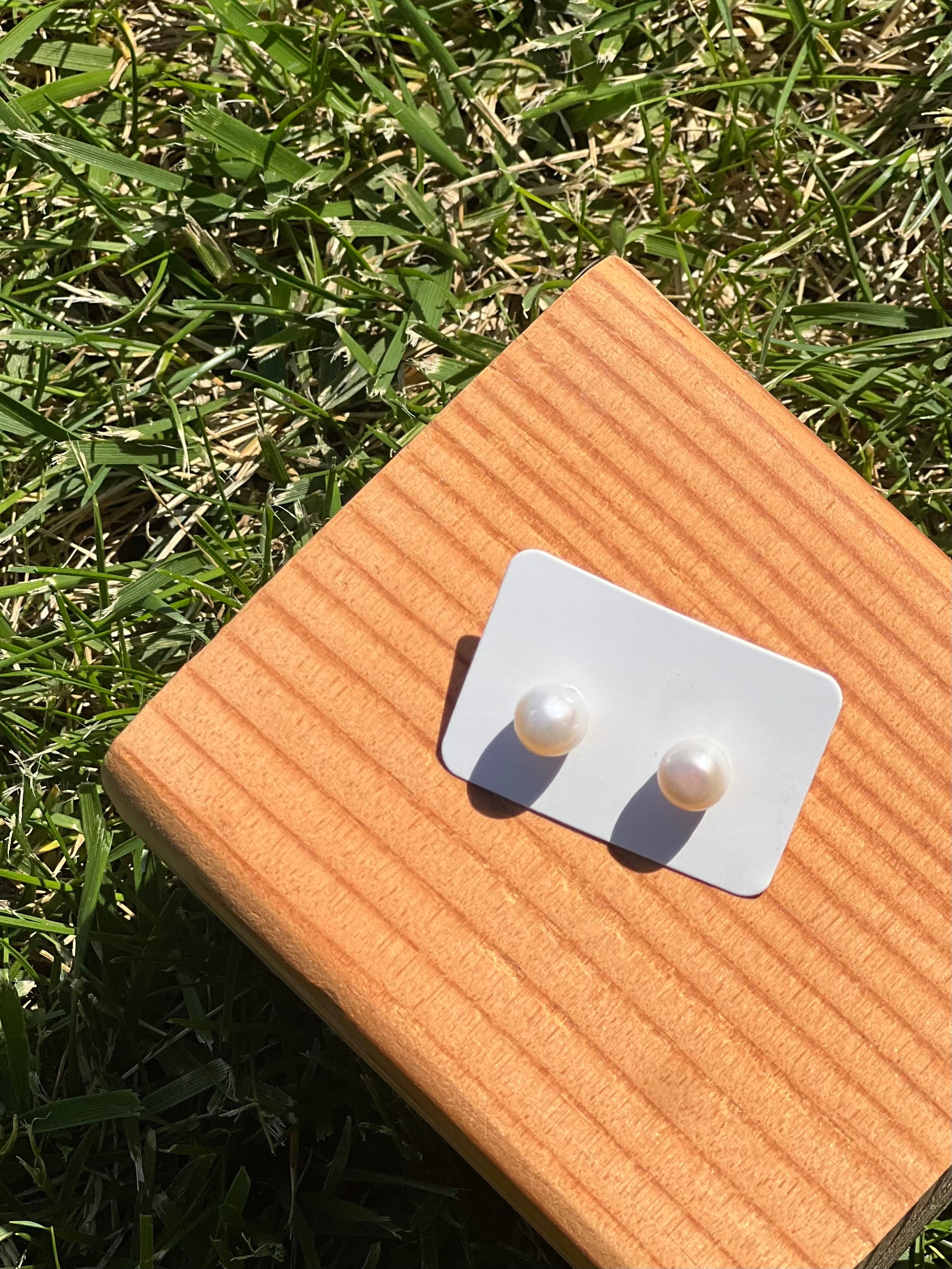 The Bianca Pearl Button Stud Earrings - 8mm