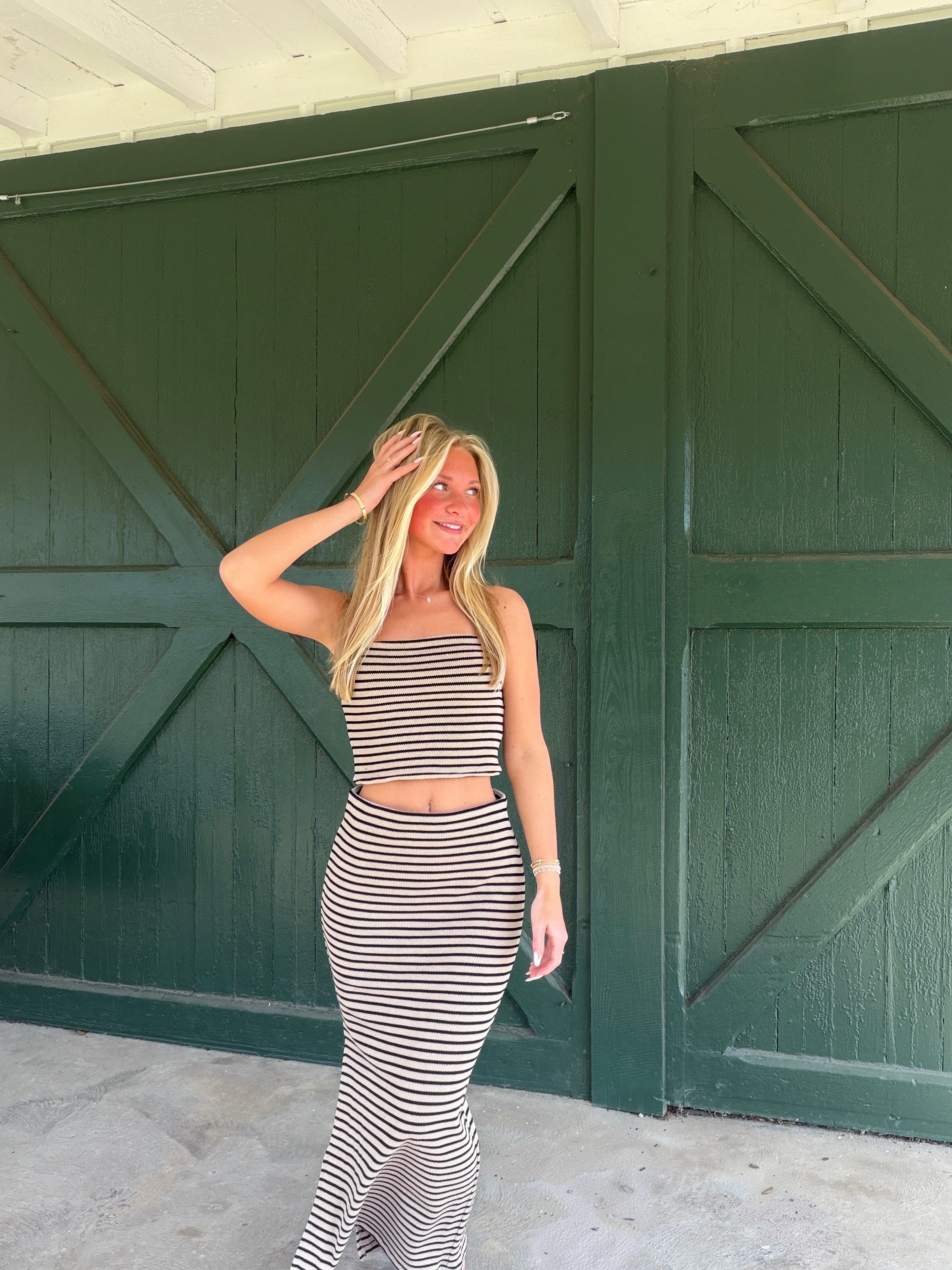 Z Supply Ainslie Stripe Midi Skirt – Putty