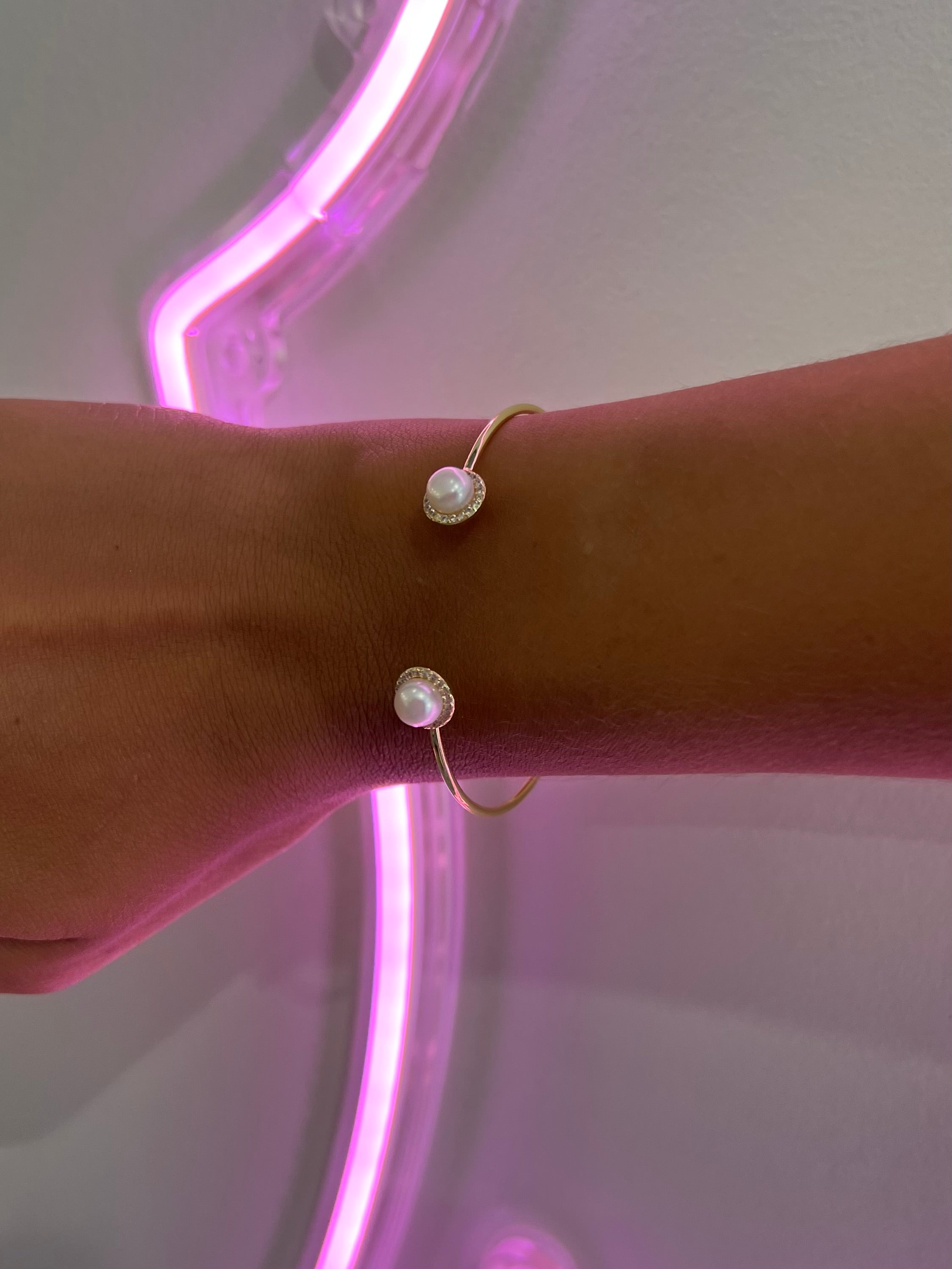 Delicate Double Pearl Cuff Bracelet
