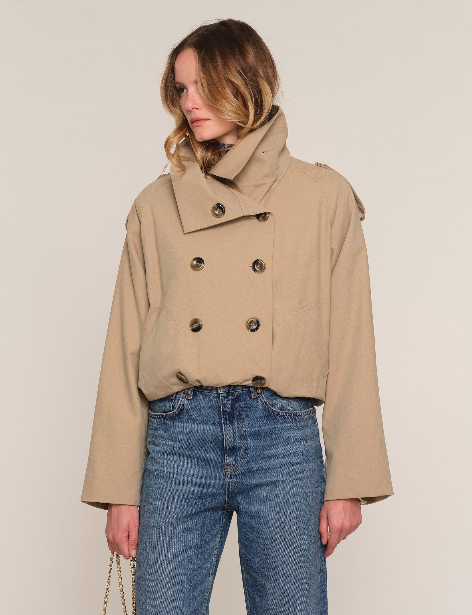 Heartloom Addison Trench – Women's Waist-Length Bubble Hem Trench Jacket