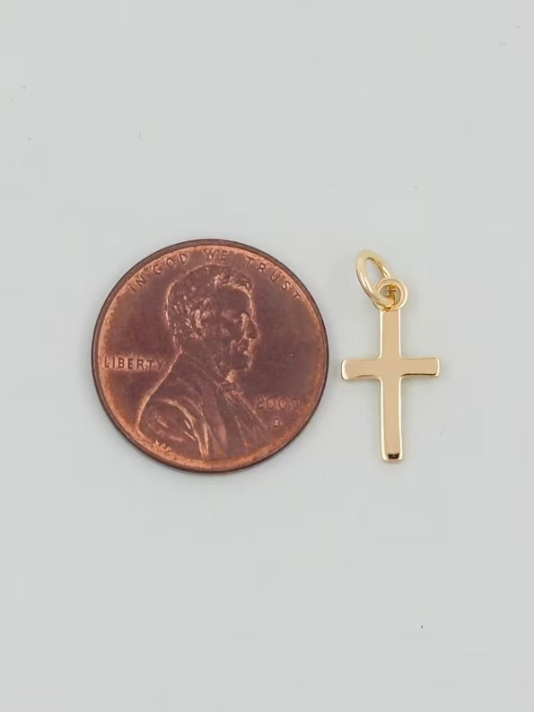 Gold Medium Cross Charm