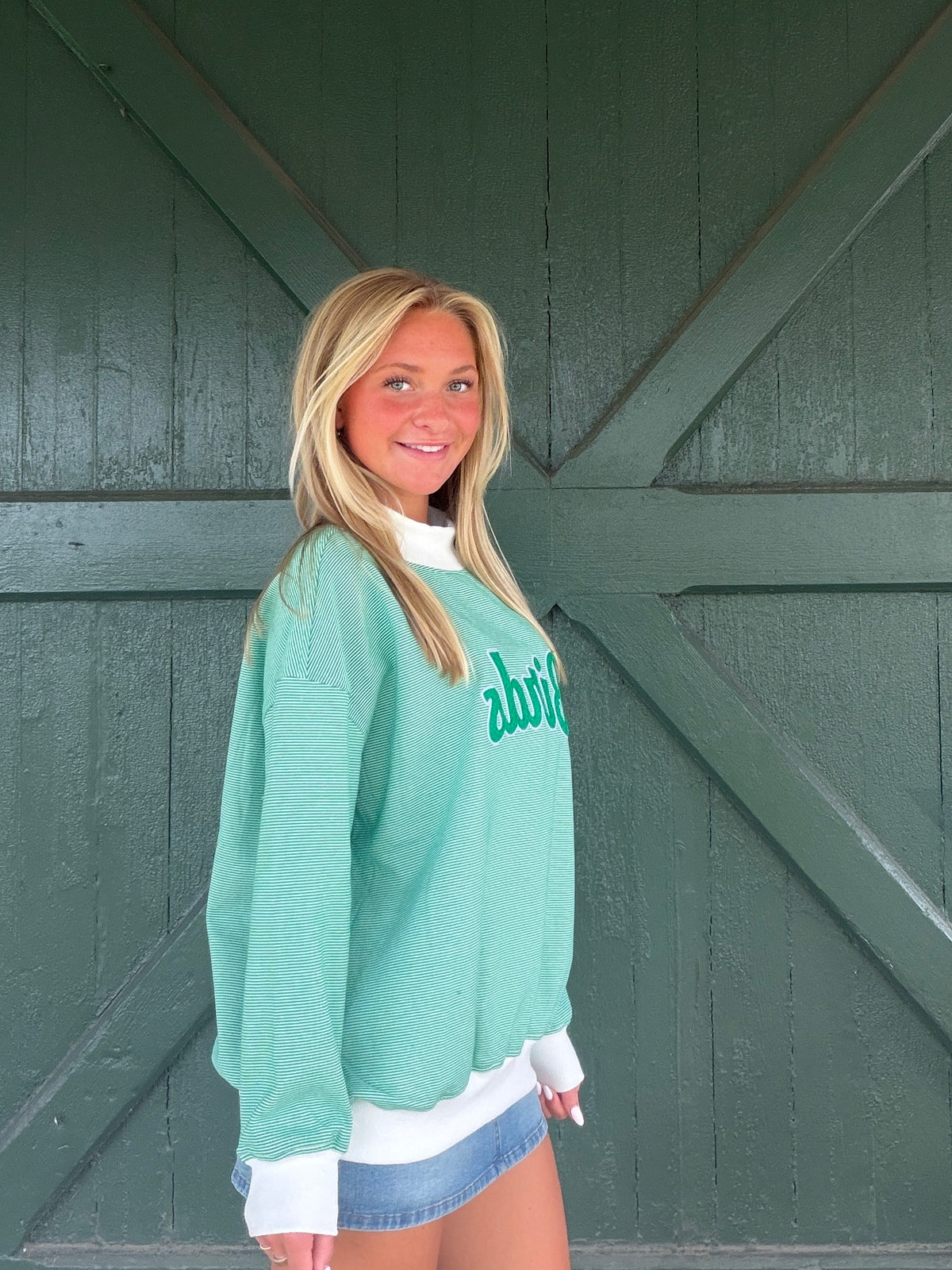 Philadelphia Eagles Birds Striped Sweatshirt – Green Game Day Pullover