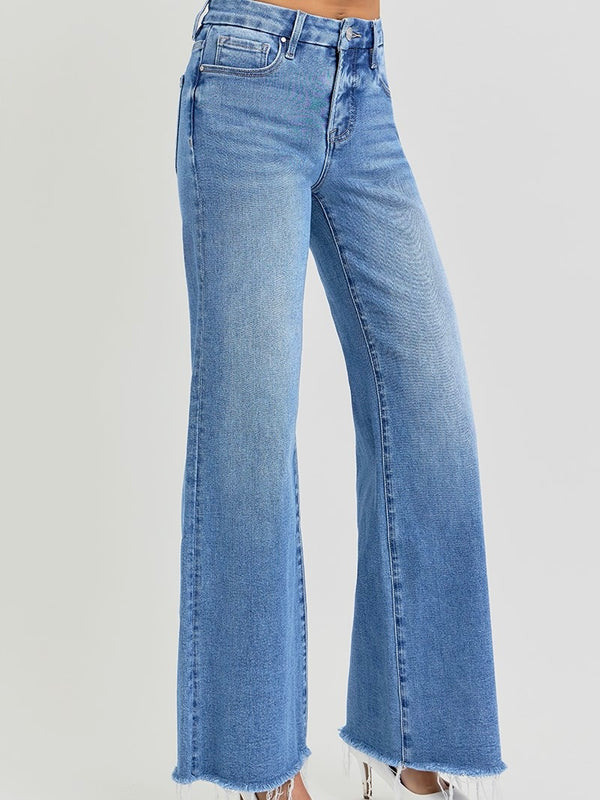 Mid Rise Wide Leg Jean with Tummy Control