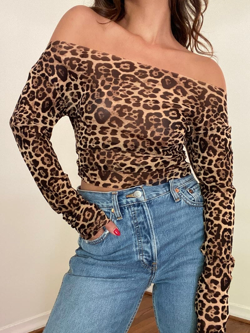 Gabriella Off The Shoulder Leopard Print Top