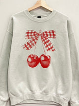 Gingham Cherry Bow Sweatshirt