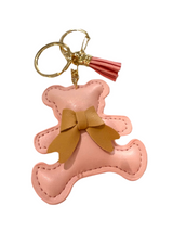 Leather Pink Bear Bag Charm