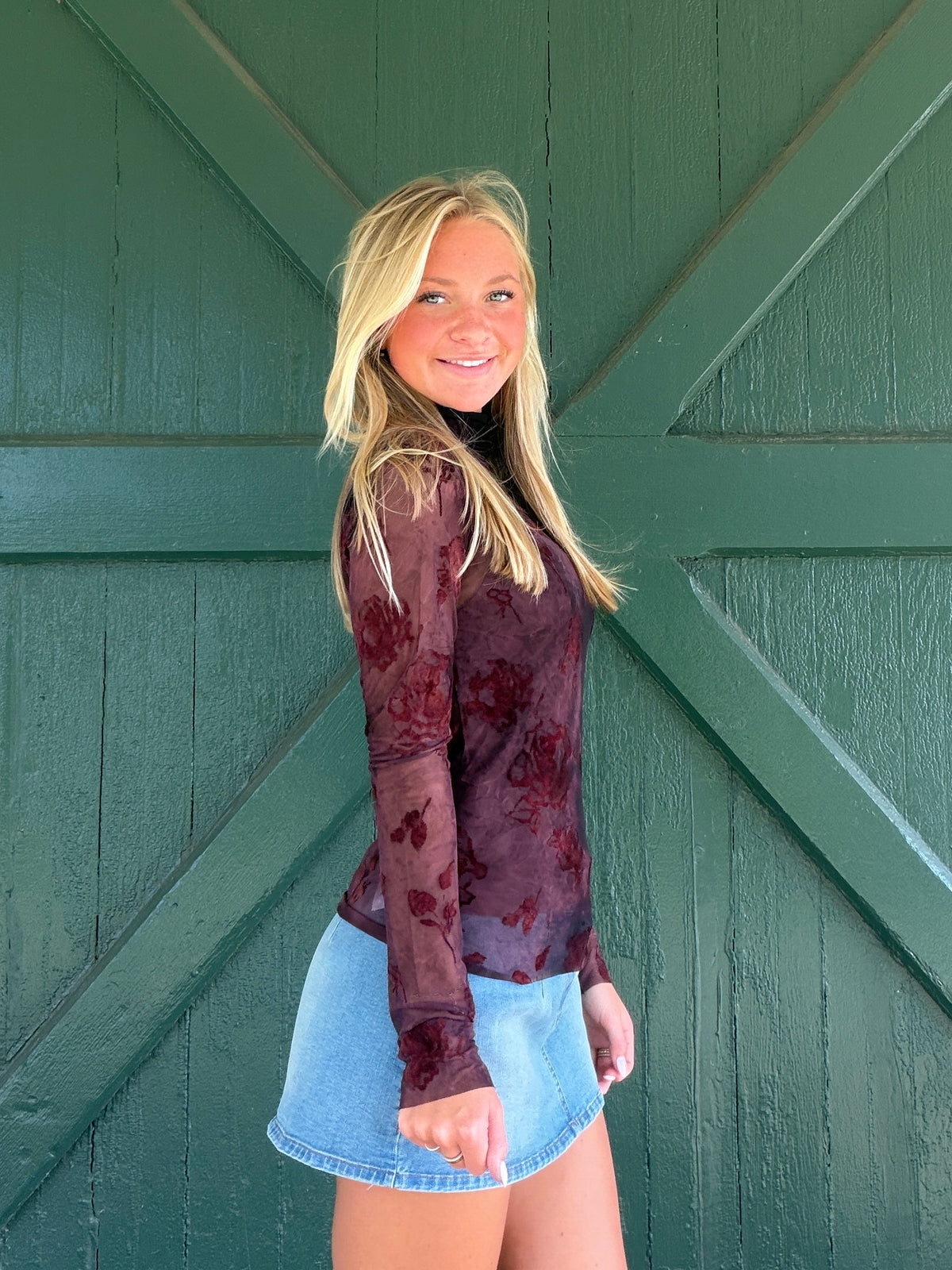 NIA Ophelia Top – Long Sleeve Sheer Mesh