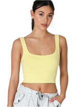 Lena Chevron Ribbed Pale Lemon Crop Top