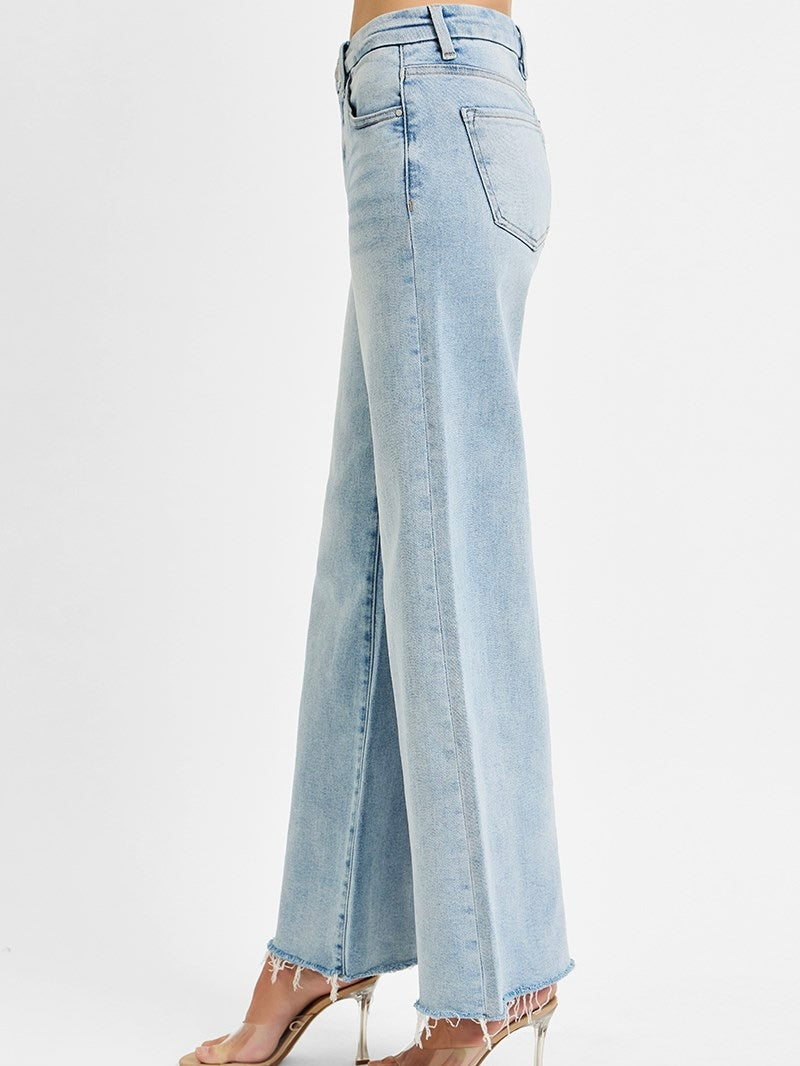 Tummy Control Mid Rise Wide Leg Jean