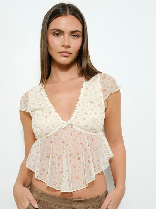 Pretty Floral Baby Doll Crop Top