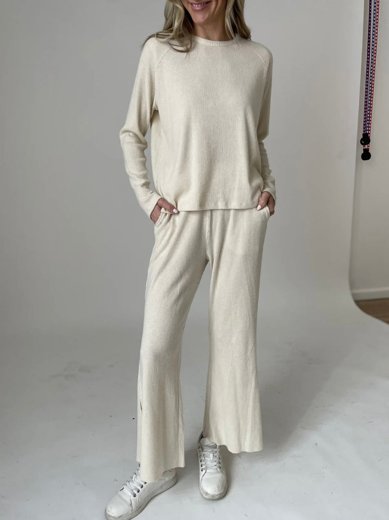 Lazy Sunday Eggshell Culotte Sweatpant